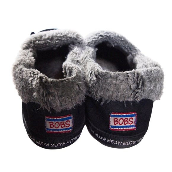 Bob's Meow Slippers, Women's Size 9, Black/Gray, Faux Fur w/ Memory Foam - Picture 7 of 7